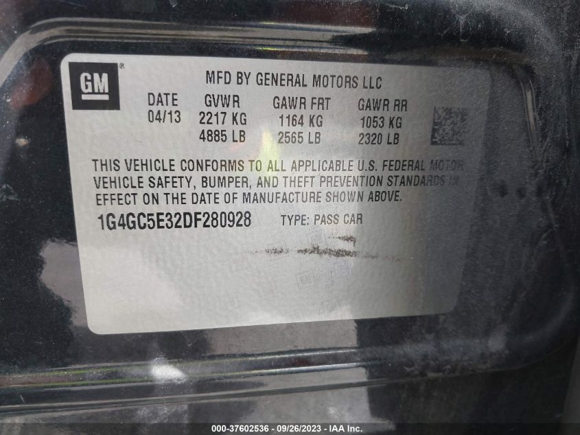 2013 BUICK LACROSSE LEATHER - 1G4GC5E32DF280928