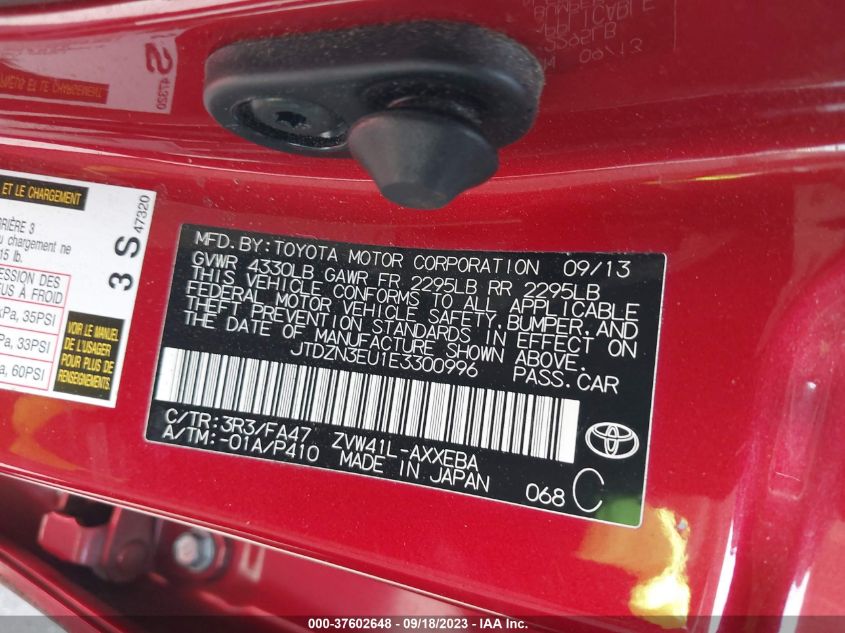2014 TOYOTA PRIUS V TWO/THREE/FIVE - JTDZN3EU1E3300996