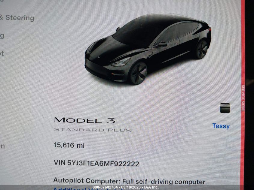 2021 TESLA MODEL 3 STANDARD RANGE PLUS - 5YJ3E1EA6MF922222