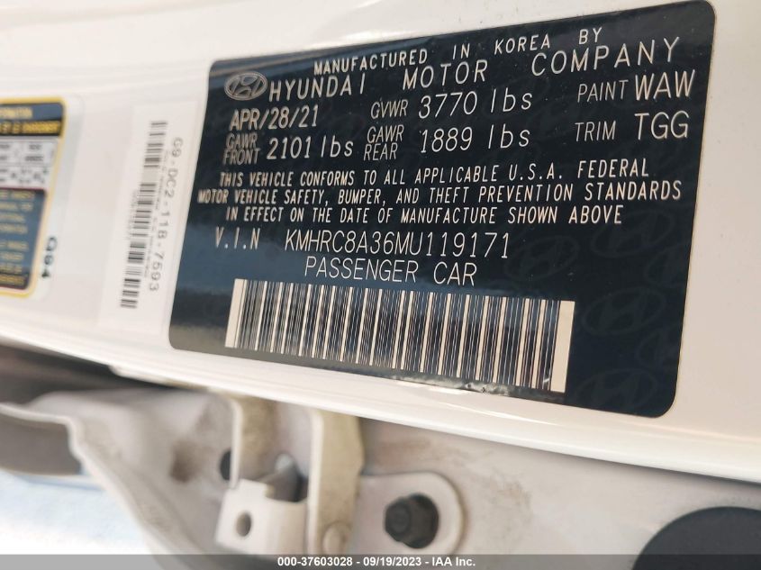 2021 HYUNDAI VENUE SEL/DENIM - KMHRC8A36MU119171