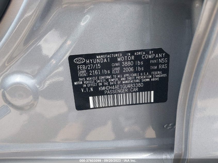 2016 HYUNDAI ELANTRA SE - KMHDH4AE1GU483380