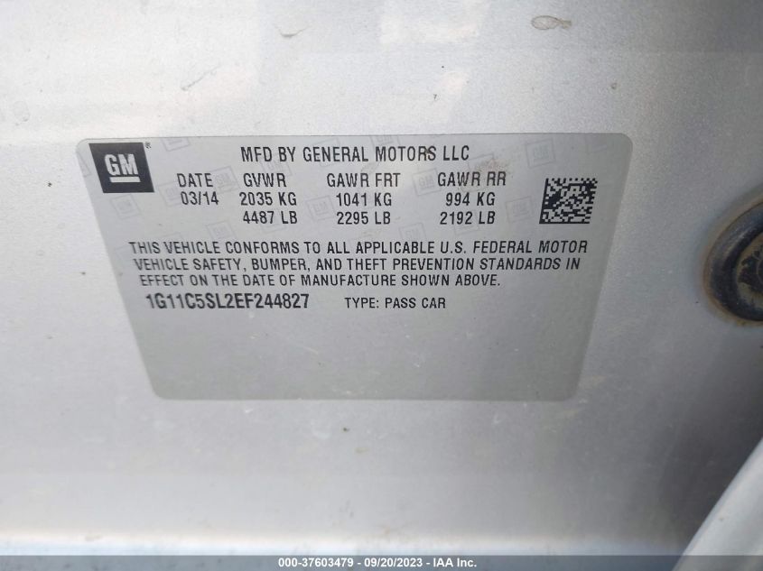 2014 CHEVROLET MALIBU LT - 1G11C5SL2EF244827