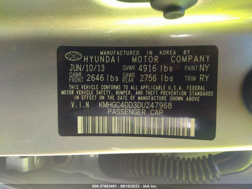 2013 HYUNDAI GENESIS 3.8L - KMHGC4DD3DU247968