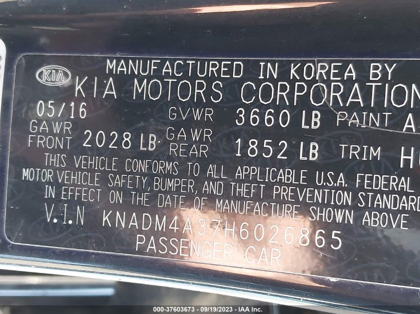 2017 KIA RIO LX - KNADM4A37H6026865