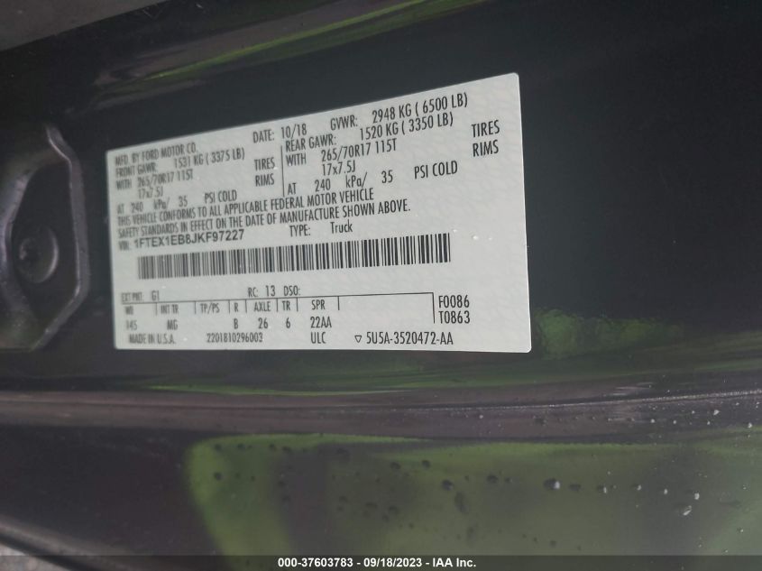 2018 FORD F-150 XL/XLT - 1FTEX1EB8JKF97227