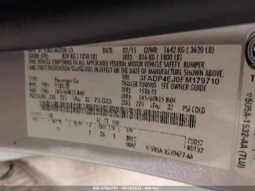 2015 FORD FIESTA SE - 3FADP4EJ0FM179710