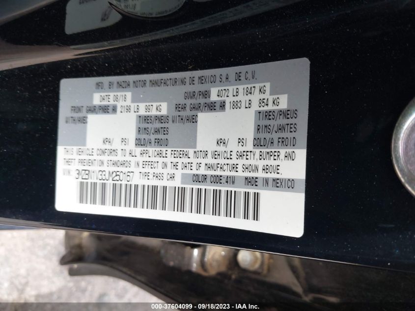 2018 MAZDA MAZDA3 4-DOOR TOURING 3MZBN1V33JM250167