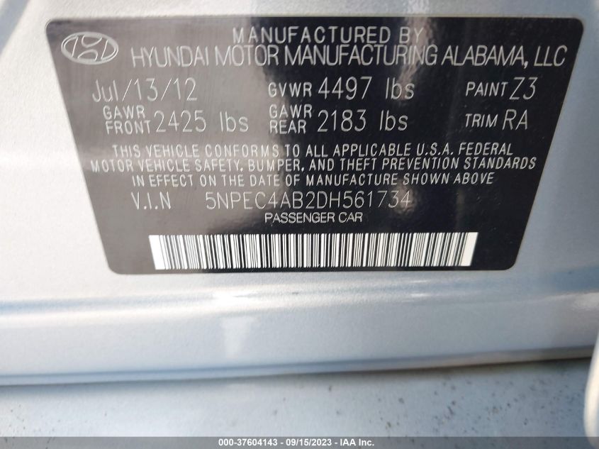 2013 HYUNDAI SONATA LIMITED - 5NPEC4AB2DH561734