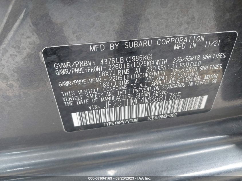 2021 SUBARU CROSSTREK LIMITED - JF2GTHMC4M8681765