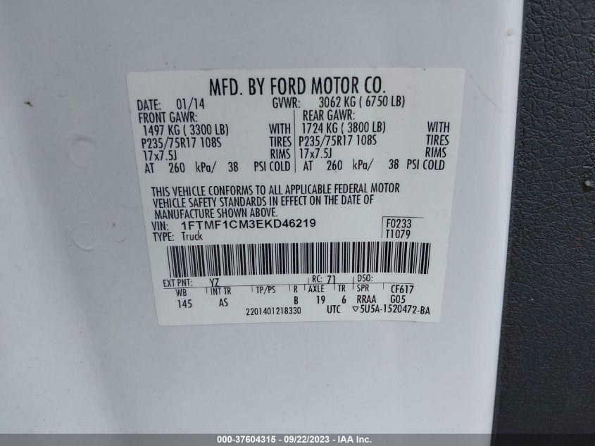 2014 FORD F-150 XL/XLT/STX - 1FTMF1CM3EKD46219