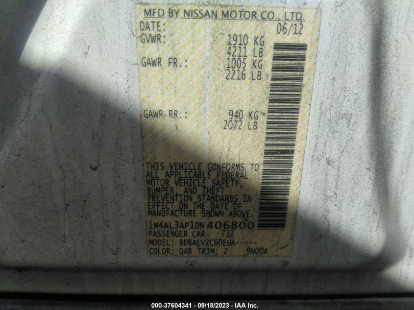 2013 NISSAN ALTIMA 2.5 SL - 1N4AL3AP1DN406800