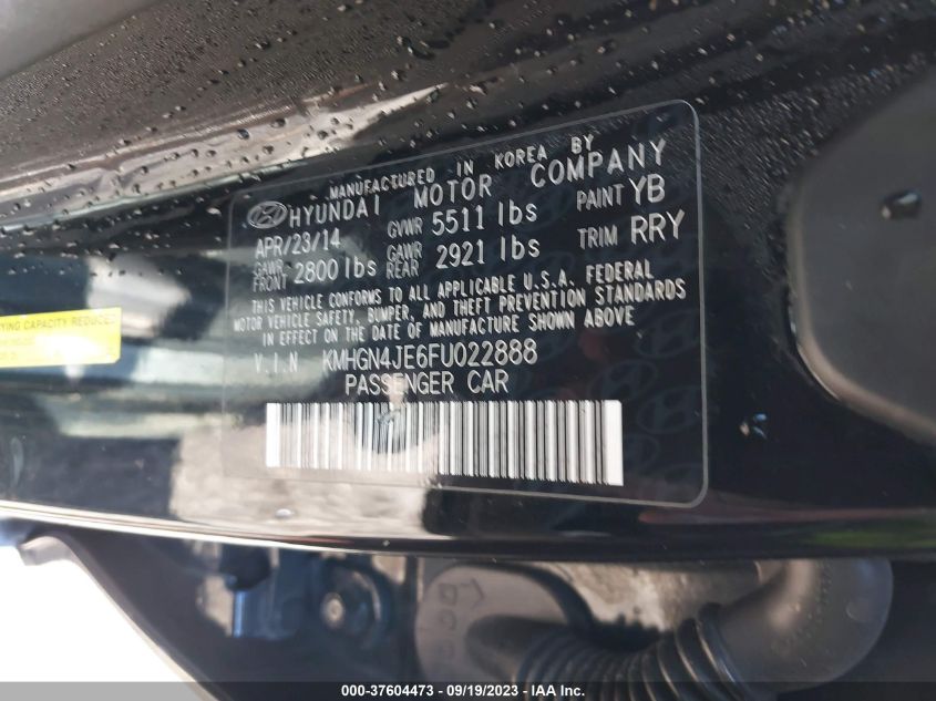2015 HYUNDAI GENESIS 3.8L - KMHGN4JE6FU022888
