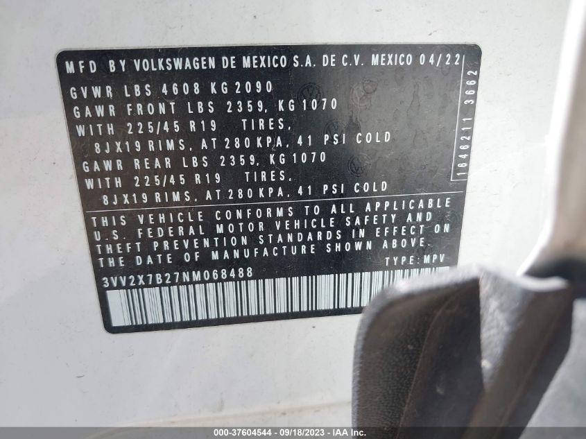 2022 VOLKSWAGEN TAOS SEL - 3VV2X7B27NM068488