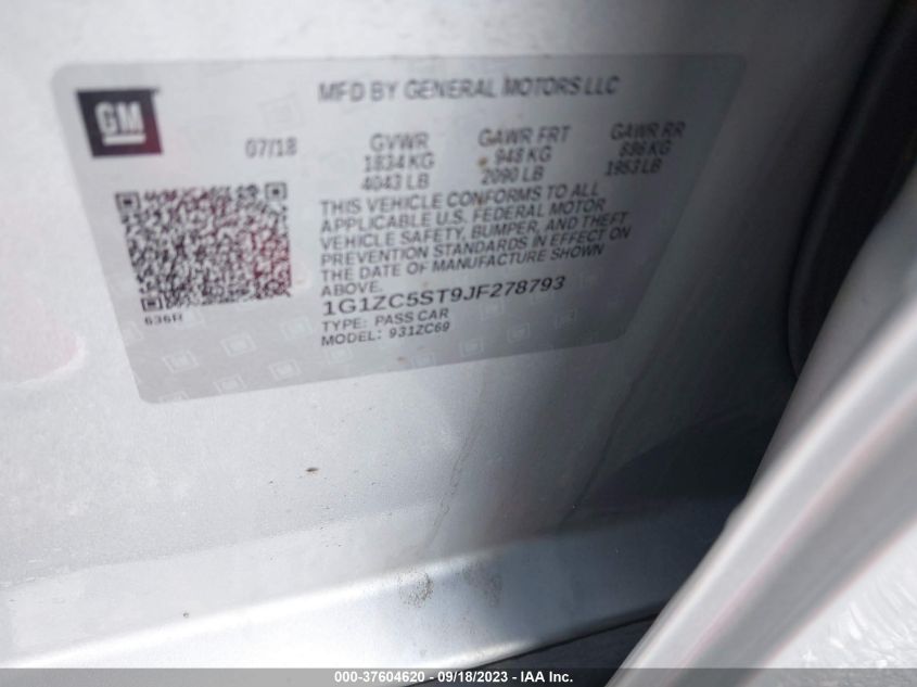 2018 CHEVROLET MALIBU LS - 1G1ZC5ST9JF278793
