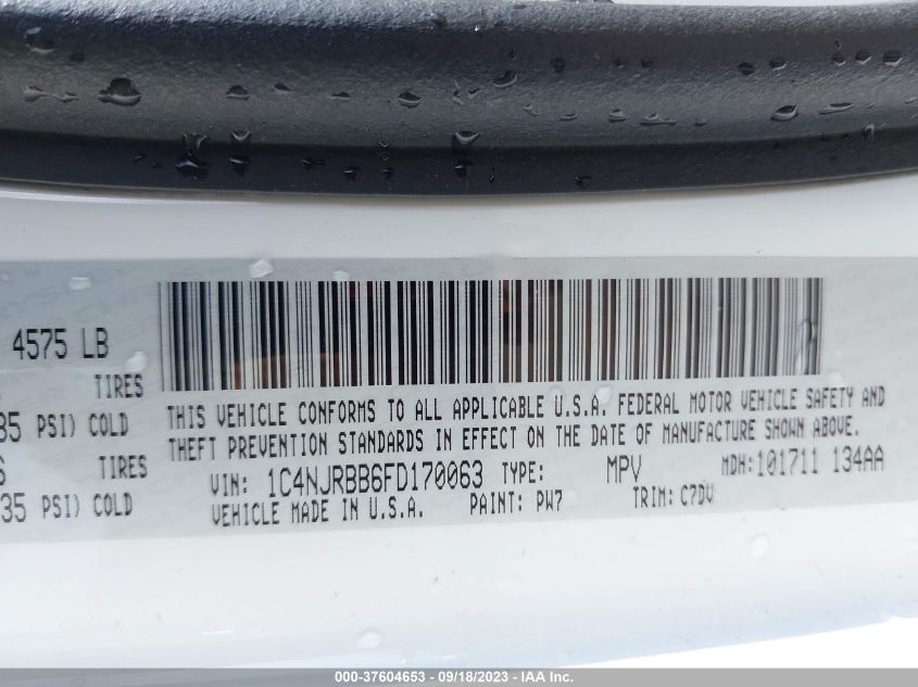 2015 JEEP PATRIOT SPORT - 1C4NJRBB6FD170063