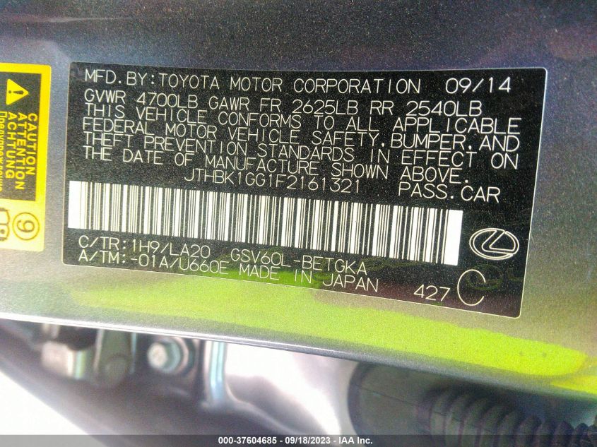 2015 LEXUS ES 350 - JTHBK1GG1F2161321