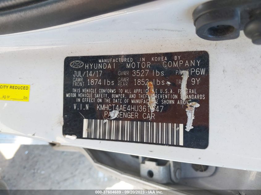 2017 HYUNDAI ACCENT SE - KMHCT4AE4HU361947