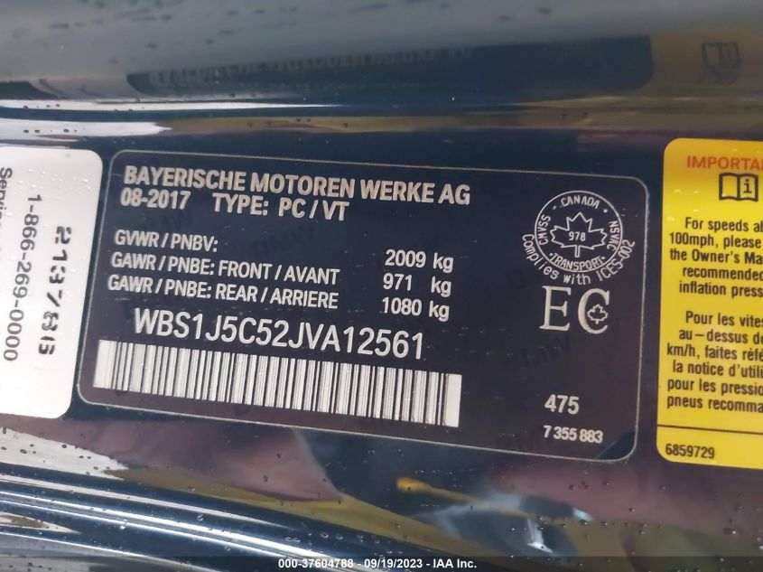 2018 BMW M2 - WBS1J5C52JVA12561