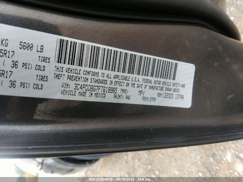 2015 DODGE JOURNEY SXT - 3C4PDDBG7FT618965