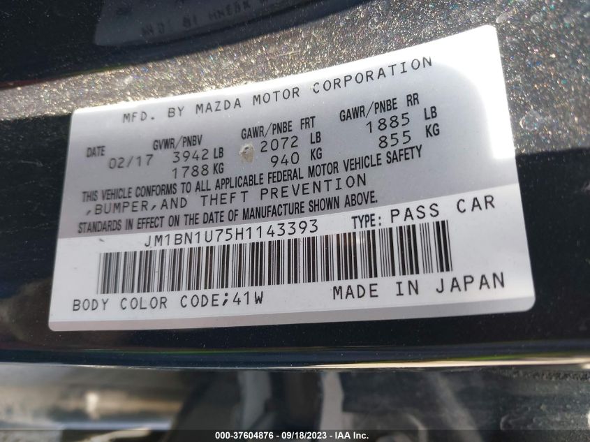 2017 MAZDA MAZDA3 SPORT - JM1BN1U75H1143393