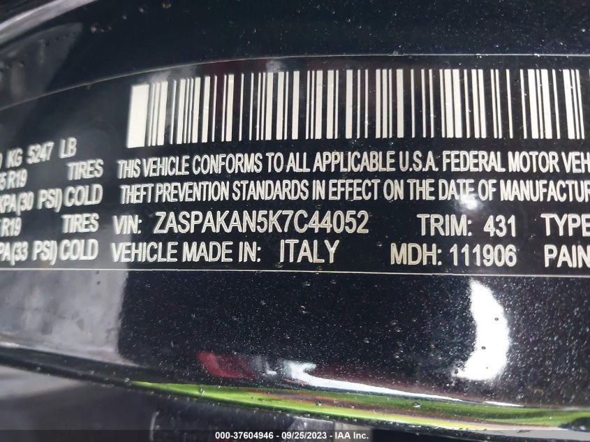 ZASPAKAN5K7C44052 Alfa Romeo Stelvio SPORT 9