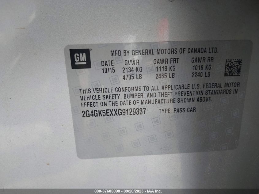 2016 BUICK REGAL - 2G4GK5EXXG9129337