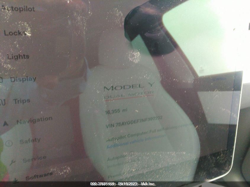 2022 TESLA MODEL Y PERFORMANCE - 7SAYGDEF7NF392232