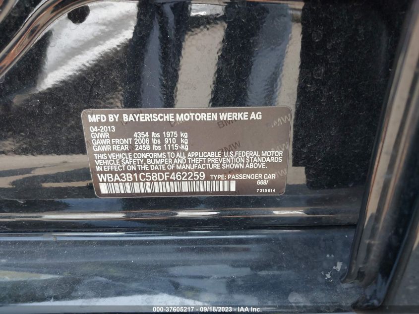 2013 BMW 3 SERIES 320I - WBA3B1C58DF462259