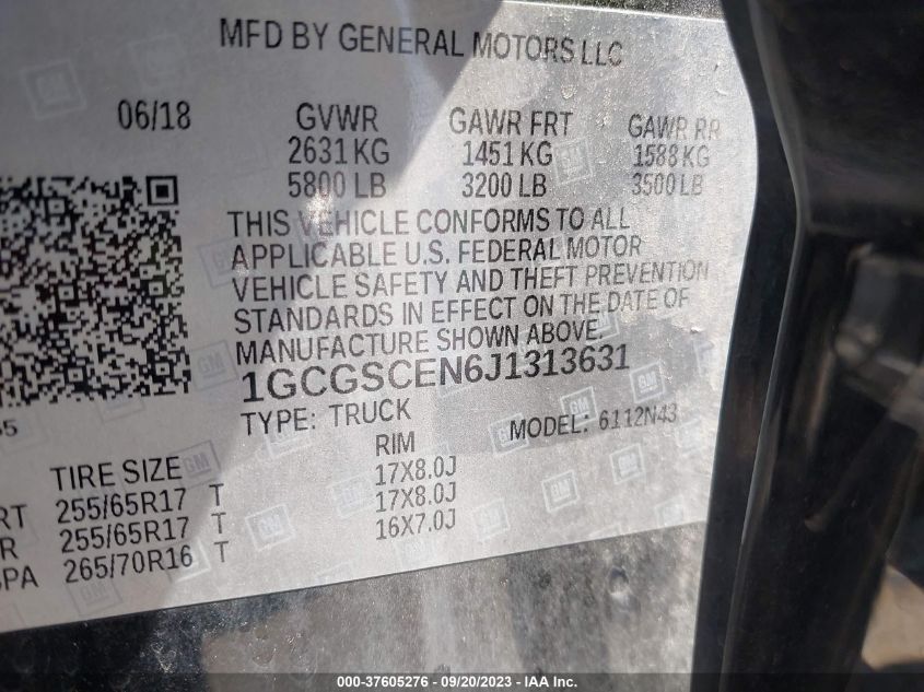 2018 CHEVROLET COLORADO 2WD LT - 1GCGSCEN6J1313631