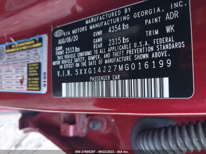 2021 KIA K5 LXS - 5XXG14J27MG016199