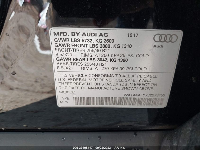 2018 AUDI SQ5 PREMIUM PLUS WA1A4AFYXJ2073453