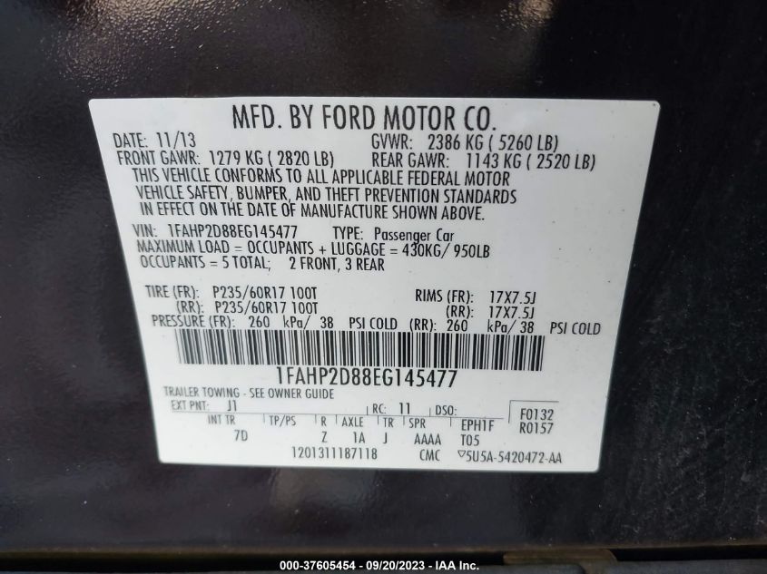 2014 FORD TAURUS SE - 1FAHP2D88EG145477