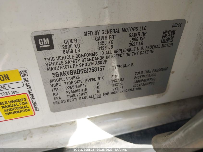 2014 BUICK ENCLAVE LEATHER - 5GAKVBKD6EJ368157