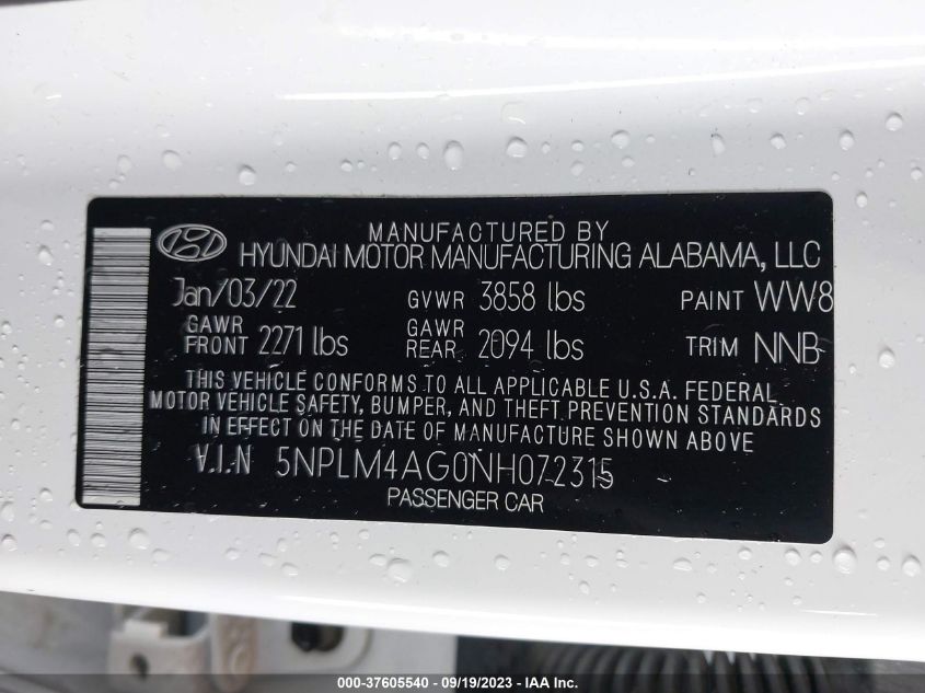 2022 HYUNDAI ELANTRA SEL - 5NPLM4AG0NH072315