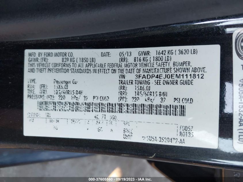 2014 FORD FIESTA SE - 3FADP4EJ0EM111812