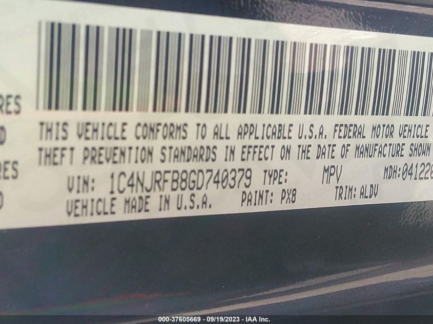 2016 JEEP PATRIOT LATITUDE - 1C4NJRFB8GD740379