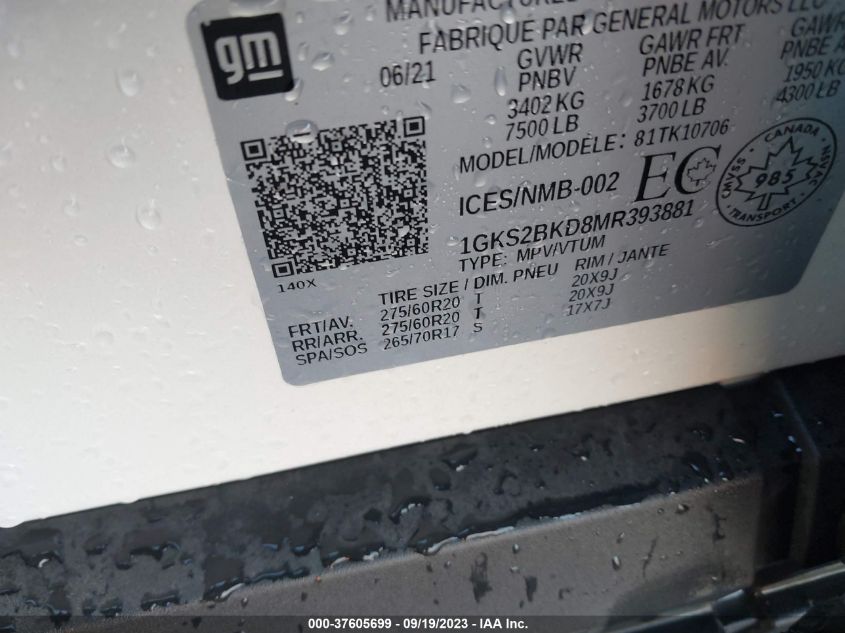 2021 GMC YUKON SLT - 1GKS2BKD8MR393881