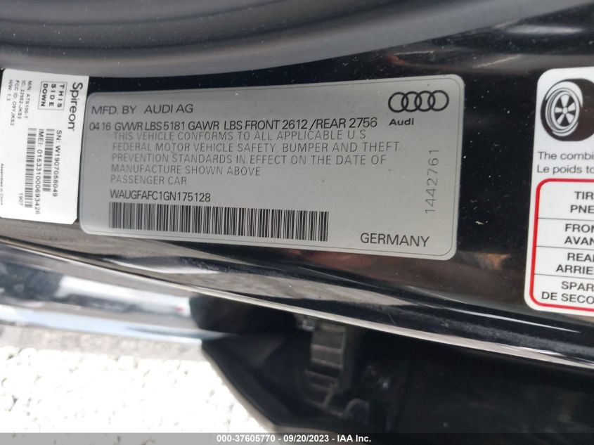 2016 AUDI A6 2.0T PREMIUM PLUS - WAUGFAFC1GN175128