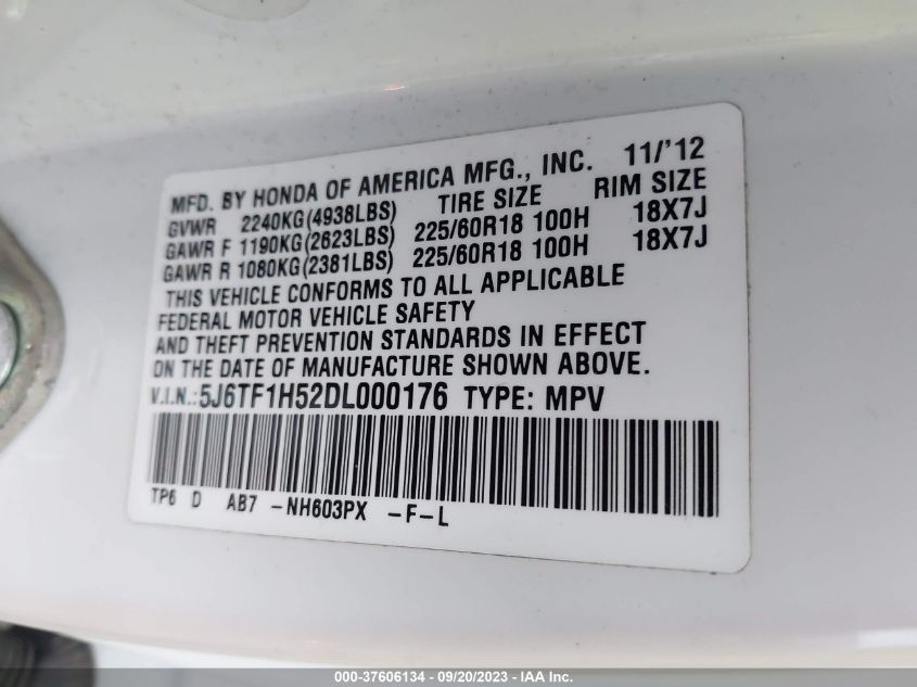 2013 HONDA CROSSTOUR EX-L 5J6TF1H52DL000176