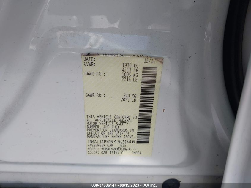 2013 NISSAN ALTIMA 2.5 SL - 1N4AL3AP5DN492046