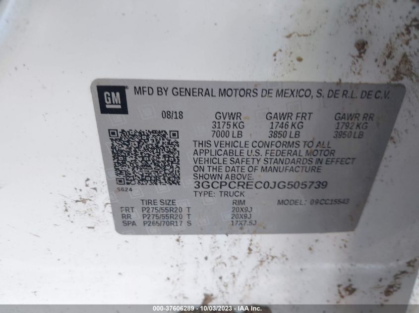 2018 CHEVROLET SILVERADO 1500 LT - 3GCPCREC0JG505739