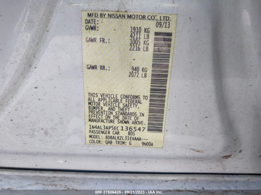 2014 NISSAN ALTIMA 2.5 S - 1N4AL3AP5EC136547