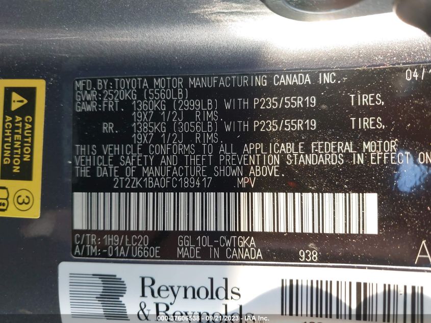 2015 LEXUS RX 350 - 2T2ZK1BA0FC189417