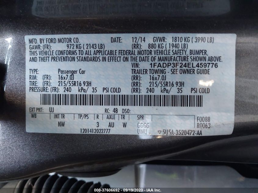 2014 FORD FOCUS SE - 1FADP3F24EL459776