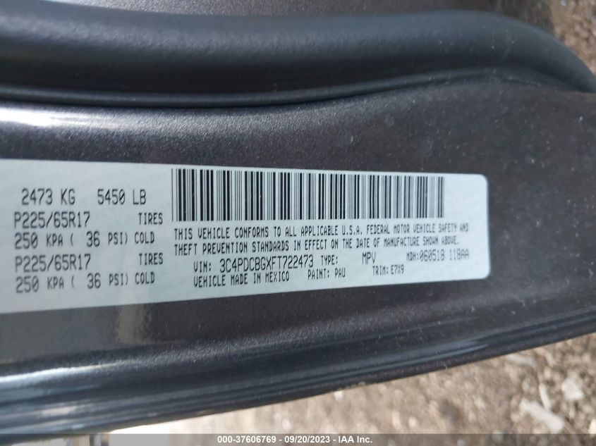 2015 DODGE JOURNEY SXT - 3C4PDCBGXFT722473