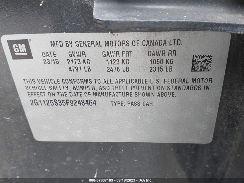2015 CHEVROLET IMPALA LT - 2G1125S35F9248464
