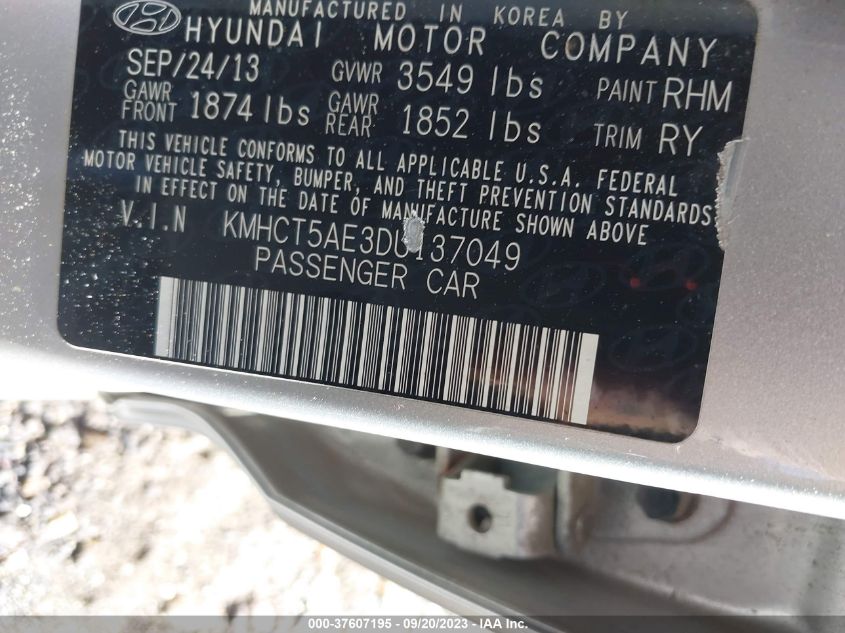 2013 HYUNDAI ACCENT GS - KMHCT5AE3DU137049