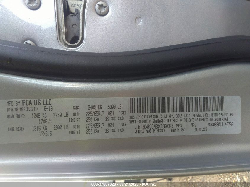2019 DODGE JOURNEY SE - 3C4PDCABXKT860370