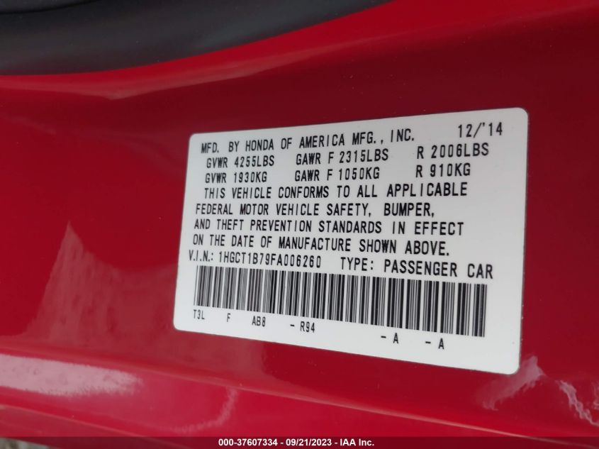 2015 HONDA ACCORD COUPE EX 1HGCT1B79FA006260