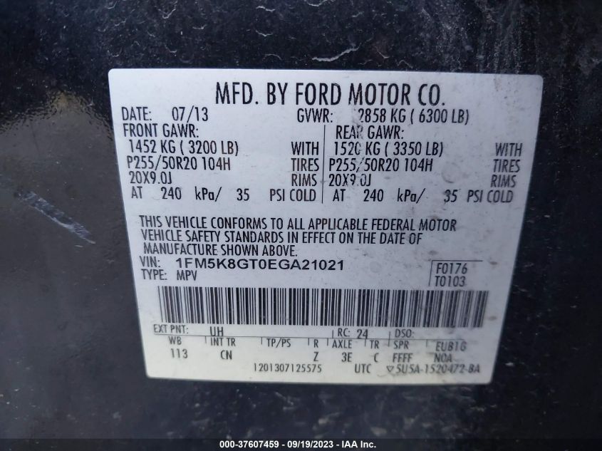 2014 FORD EXPLORER SPORT - 1FM5K8GT0EGA21021